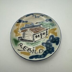 Danish Rebild Bakker‎ Souvenir Plate Hand Painted Folk Art Denmark VTG signed